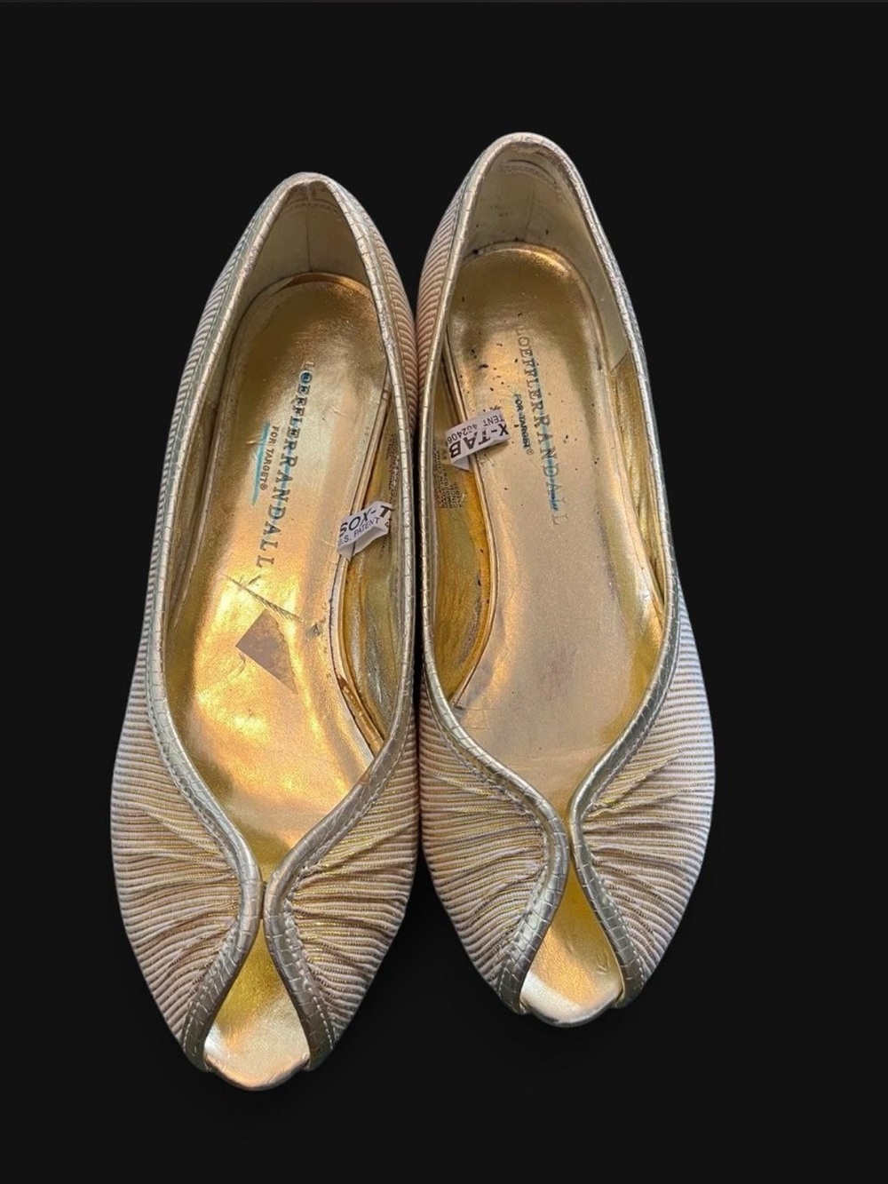 Loeffler Randall for Target Gold Metallic Peep Toe Flats Size 7